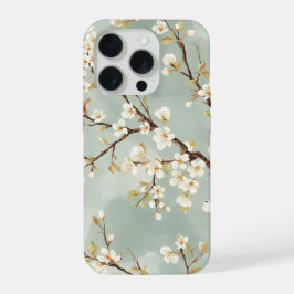 繊細な白い花の枝のボタニカル iPhone 15 PROケース