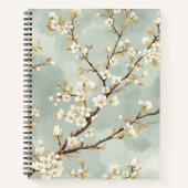 繊細な白い花の枝の植物学 ノートブック (正面)