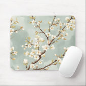 繊細な白い花の枝の植物学 マウスパッド (マウス)