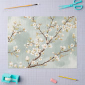 繊細な白い花の枝の植物画 薄葉紙 (クラフト)