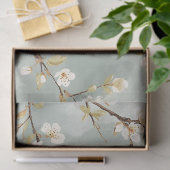 繊細な白い花の枝の植物画 薄葉紙 (ギフト)