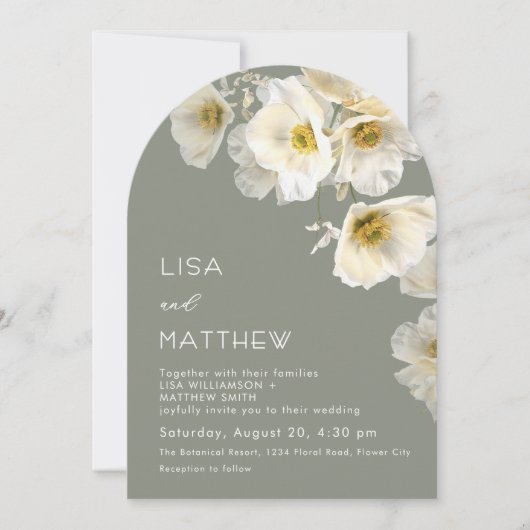 繊細な白い花の結婚式招待状 招待状 (正面)