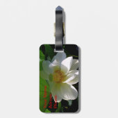 繊細な白い蓮の花の荷札 ラゲッジタグ (裏面縦)