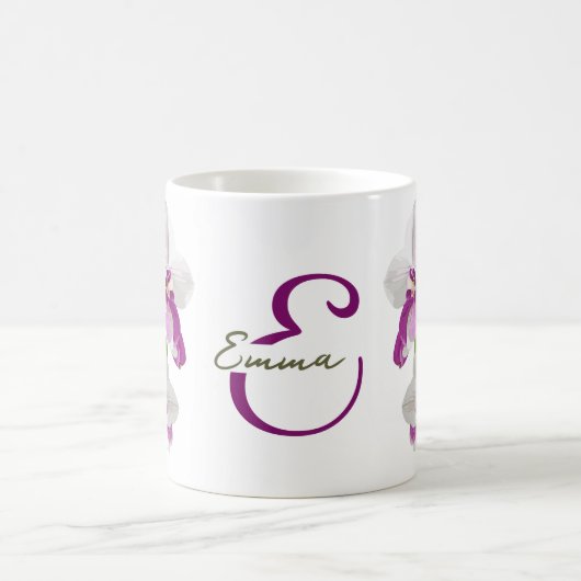 繊細な白い蘭の花をカスタマイズ コーヒーマグカップ (中央)