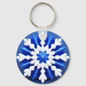 繊細な白い雪の結晶デザイン キーホルダー (裏面)