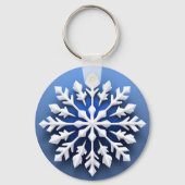 繊細な白い雪の結晶デザイン キーホルダー (裏面)