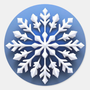 繊細な白い雪の結晶デザイン ラウンドシール