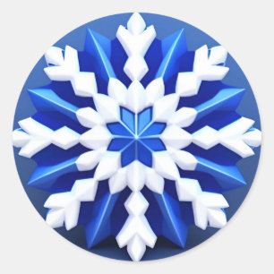 繊細な白い雪の結晶デザイン ラウンドシール