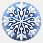 繊細な白い雪の結晶デザイン ラウンドシール (正面)