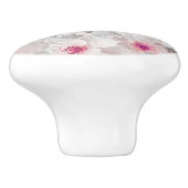 繊細な白とピンクのフローラ セラミックノブ (側面)
