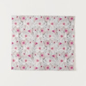 繊細な白とピンクのフローラ タペストリー (正面(横))