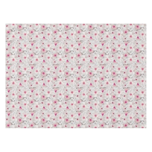繊細な白とピンクのフローラ テーブルクロス (正面(横))