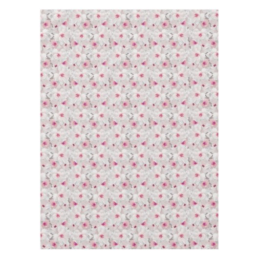 繊細な白とピンクのフローラ テーブルクロス (正面)