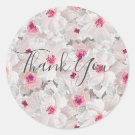 繊細な白とピンクのフローラ ラウンドシール