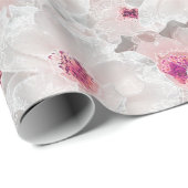 繊細な白とピンクのフローラ ラッピングペーパー (ロールコーナー)
