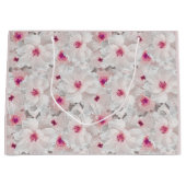 繊細な白とピンクのフローラ ラージペーパーバッグ (正面)