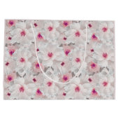 繊細な白とピンクのフローラ ラージペーパーバッグ (裏面)