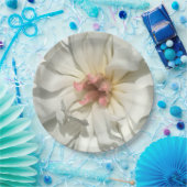 繊細な白とピンクの牡丹 ペーパープレート (パーティー)