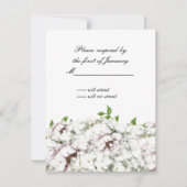 繊細な白と赤面のフローラ返信カード 出欠カード (正面)