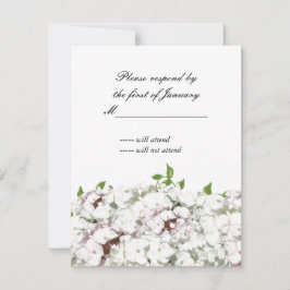 繊細な白と赤面のフローラ返信カード 出欠カード