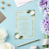 繊細な白と金ゴールドフローラキンセアニラ アクリル招待状 (インサイチュ (ウェディング))