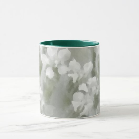 繊細な白の印象派の植物花芸術 マグカップ (中央)