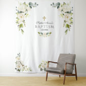 繊細な白の花の洗礼写真ブース小道具 タペストリー (インサイチュ)