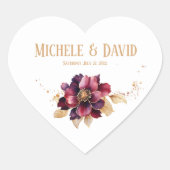 繊細な白エレガント金ゴールドブルゴーニュ ハートシール (正面)