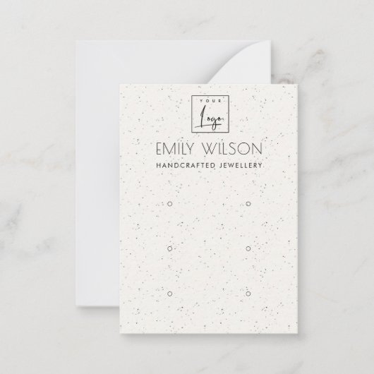 繊細な白色セラミックテクスチャ3イヤリングディスプレイ ノートカード (正面)