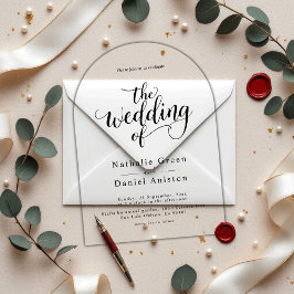 繊細な白黒のスクリプシンプルト結婚 アクリル招待状