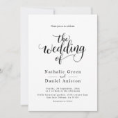 繊細な白黒のスクリプシンプルト結婚 招待状 (正面)