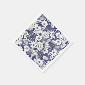 繊細な白黒ラインスケッチ牡丹リリーブン スタンダードカクテルナプキン (角)