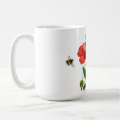 繊細な真っ赤なケシの花とハチ コーヒーマグカップ (左)
