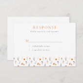 繊細な秋のひまわりとワイルドフラワーのウェディング 出欠カード (正面/裏面)