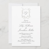 繊細な秋のカボチャのモノグラム結婚の紋章 招待状 (正面)