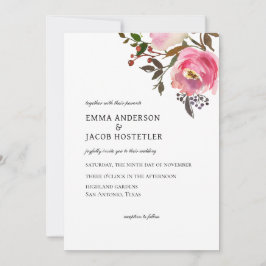 繊細な秋のバラ水彩 招待状