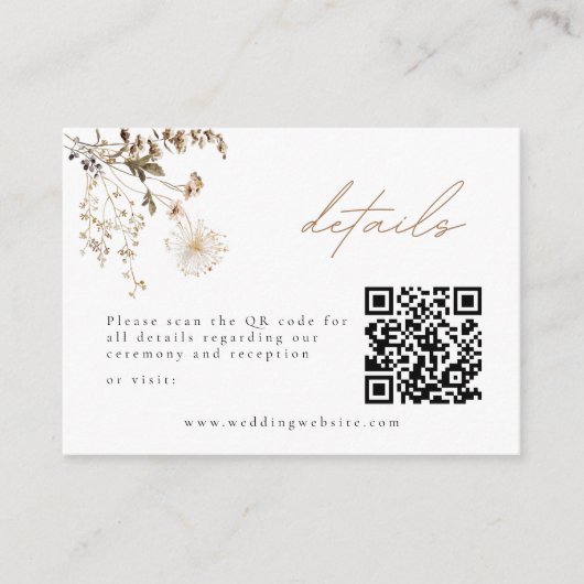 繊細な秋の山花詳細囲いカード エンクロージャーカード (正面)