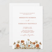 繊細な秋の野生の花シンプルのエレガントな結婚式 招待状 (正面/裏面)