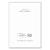 繊細な筆記体の結婚式ゲスト名札 テーブルナンバー (正面)