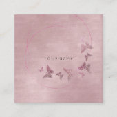 繊細な粉末赤面バレエピンクバタフライビップ スクエア名刺 (正面)