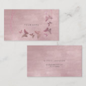 繊細な粉末赤面バレエピンクバタフライビップ 名刺 (正面/裏面)