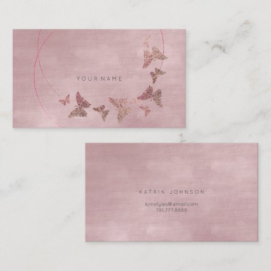 繊細な粉末赤面バレエピンクバタフライビップ 名刺 (正面/裏面)