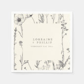 繊細な素朴な野生の結婚花のナプキン スタンダードカクテルナプキン (正面)