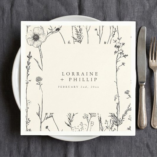 繊細な素朴な野生の結婚花のナプキン スタンダードカクテルナプキン