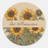 繊細な素朴ひまわりモノグラム ラウンドシール (正面)