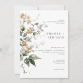 繊細な素朴タン秋ワイルドフラワー結婚ズ 招待状 (正面)