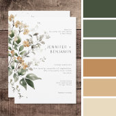 繊細な素朴タン秋ワイルドフラワー結婚ズ 招待状