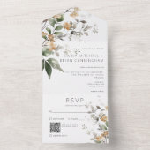 繊細な素朴タン秋ワイルドフラワーQRコード オールインワン招待状 (内側)