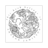 繊細な素朴フローラ鳥名前をカスタムする図書館 ラバースタンプ (インプリント)