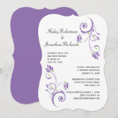 繊細な紫と緑の花の渦巻き　受付のみ 招待状 (正面/裏面)